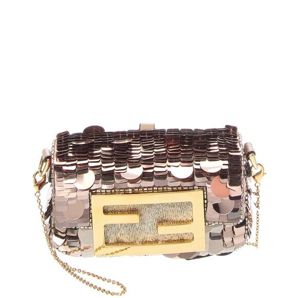 Fendi Ff Nano Baguette Sequin Charm, Grey - Picture 1 of 5